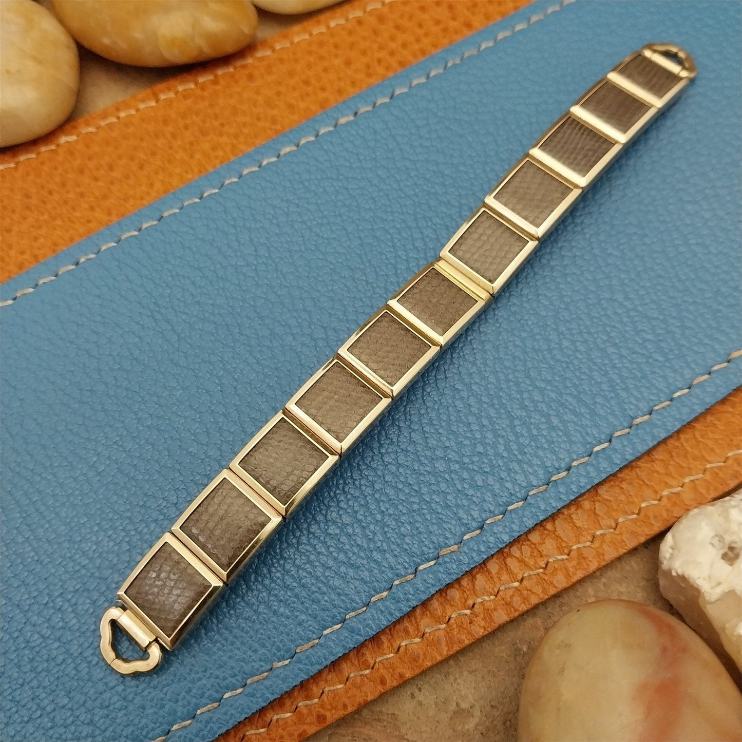 MCM 10k Gold-Filled & Gray Speidel Lizard Links Unused Vintage Watch Band