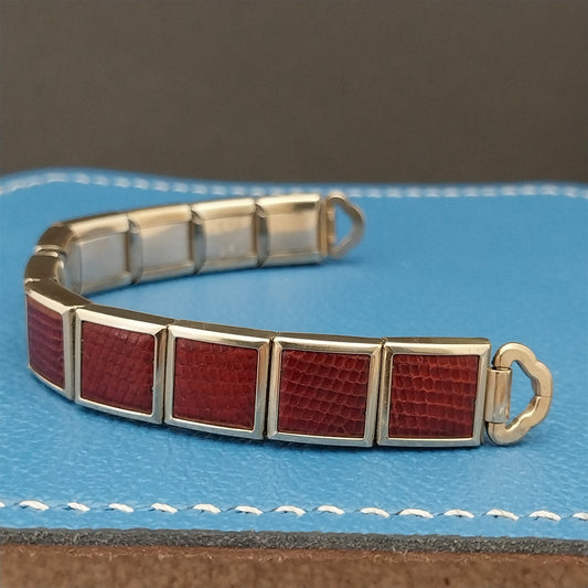 MCM 10k Gold-Filled & Red Speidel Lizard Links Unused Vintage Watch Band