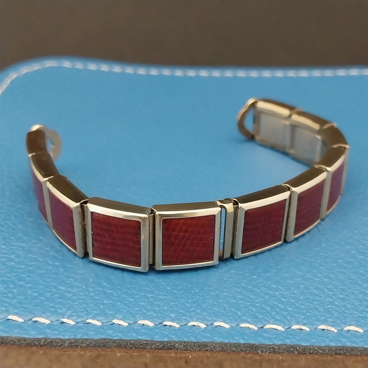 MCM 10k Gold-Filled & Red Speidel Lizard Links Unused Vintage Watch Band