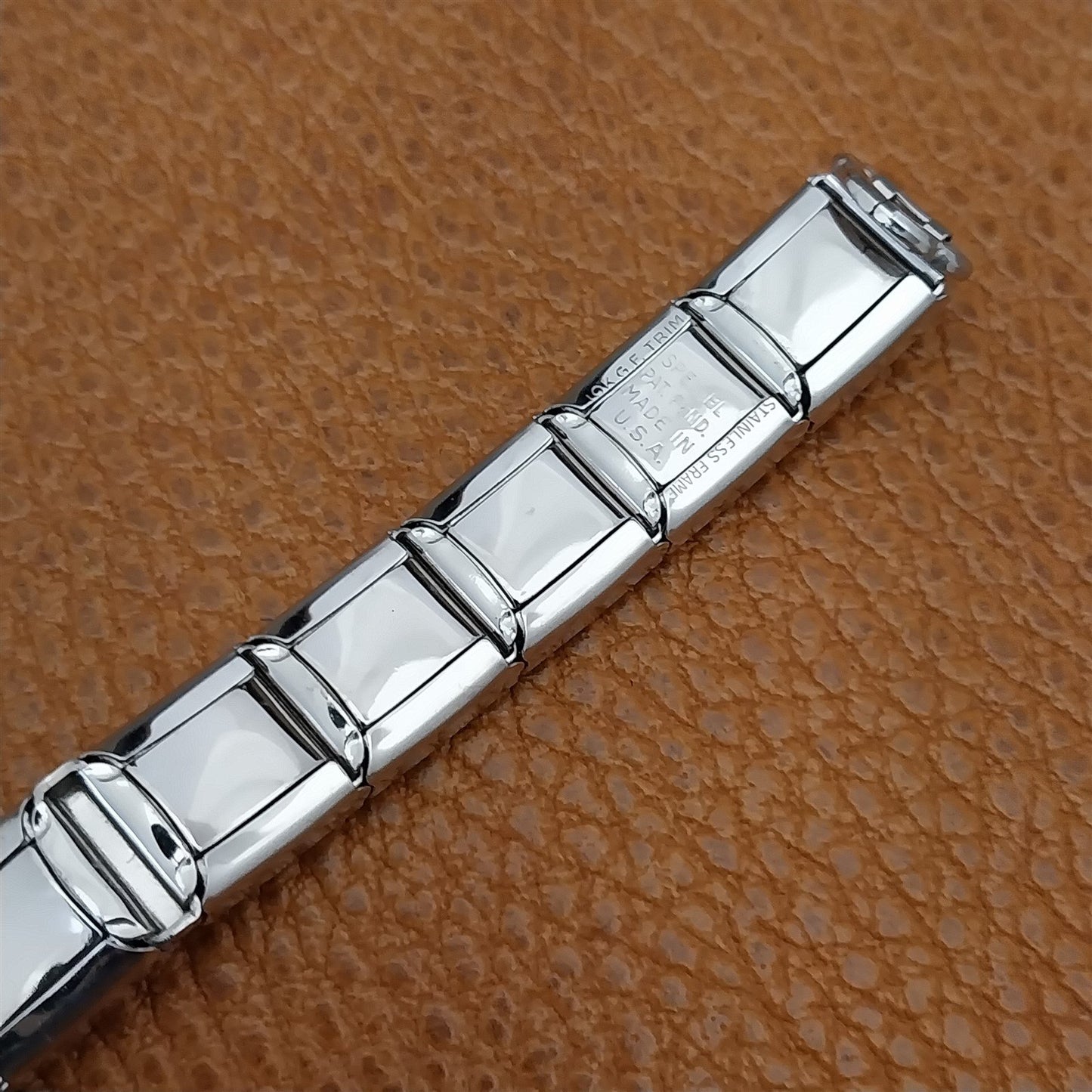 White Gold-Filled & Red Speidel Lizard Links Unused Vintage Cocktail Watch Band