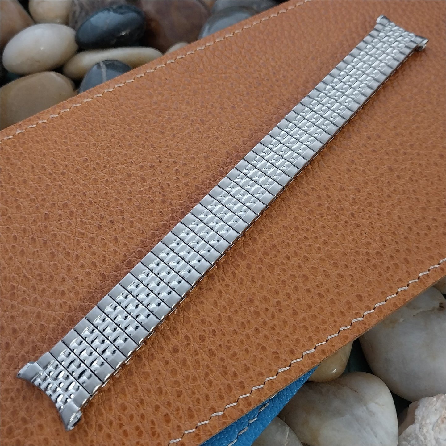 19mm 18mm 1968 Stainless Steel Rice Beads Speidel Unused Vintage Watch Band