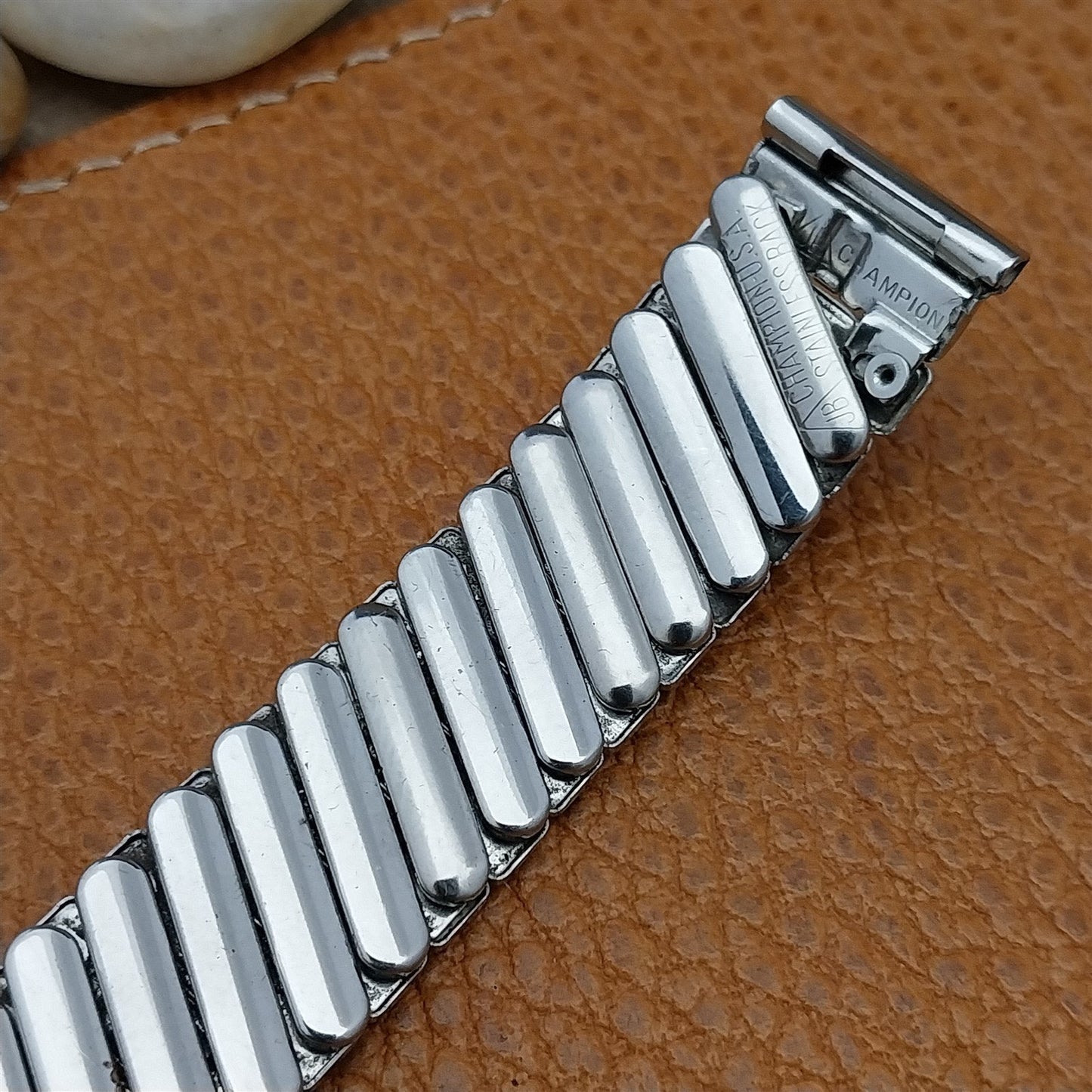 5/8" JB Champion Stainless Steel & Lizard Unused nos 1950s Vintage Watch Band