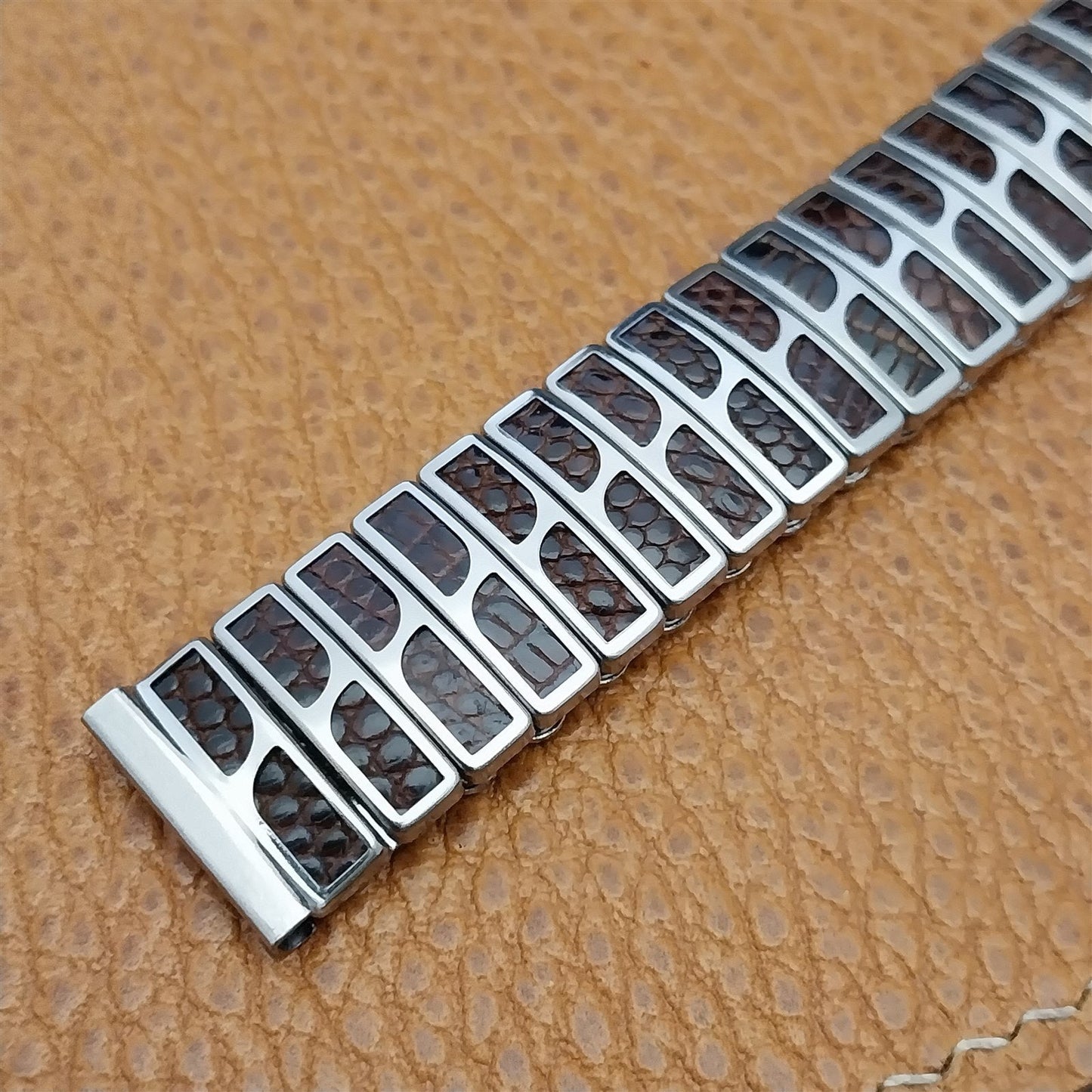 5/8" JB Champion Stainless Steel & Lizard Unused 1950s nos Vintage Watch Band