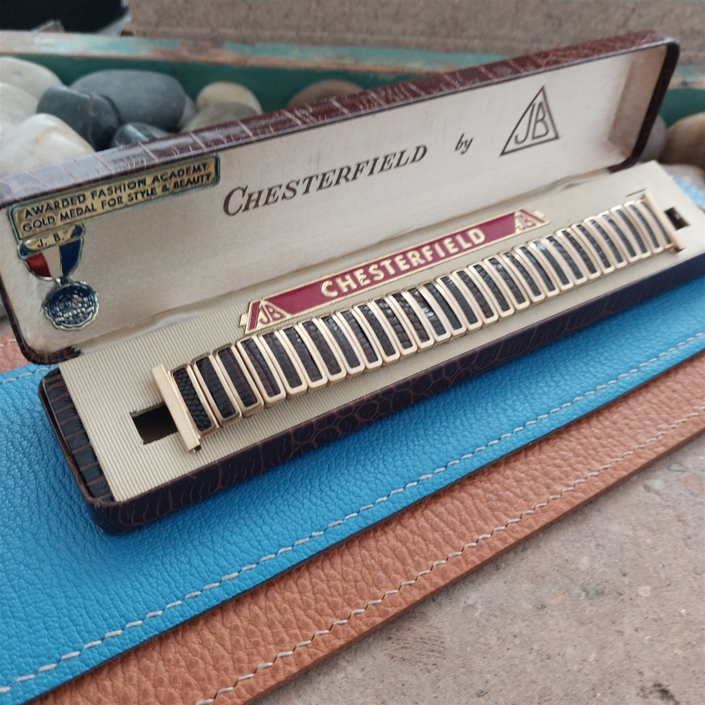 JB Champion Chesterfield Gold-Filled& Lizard Unused 1950s nos Vintage Watch Band