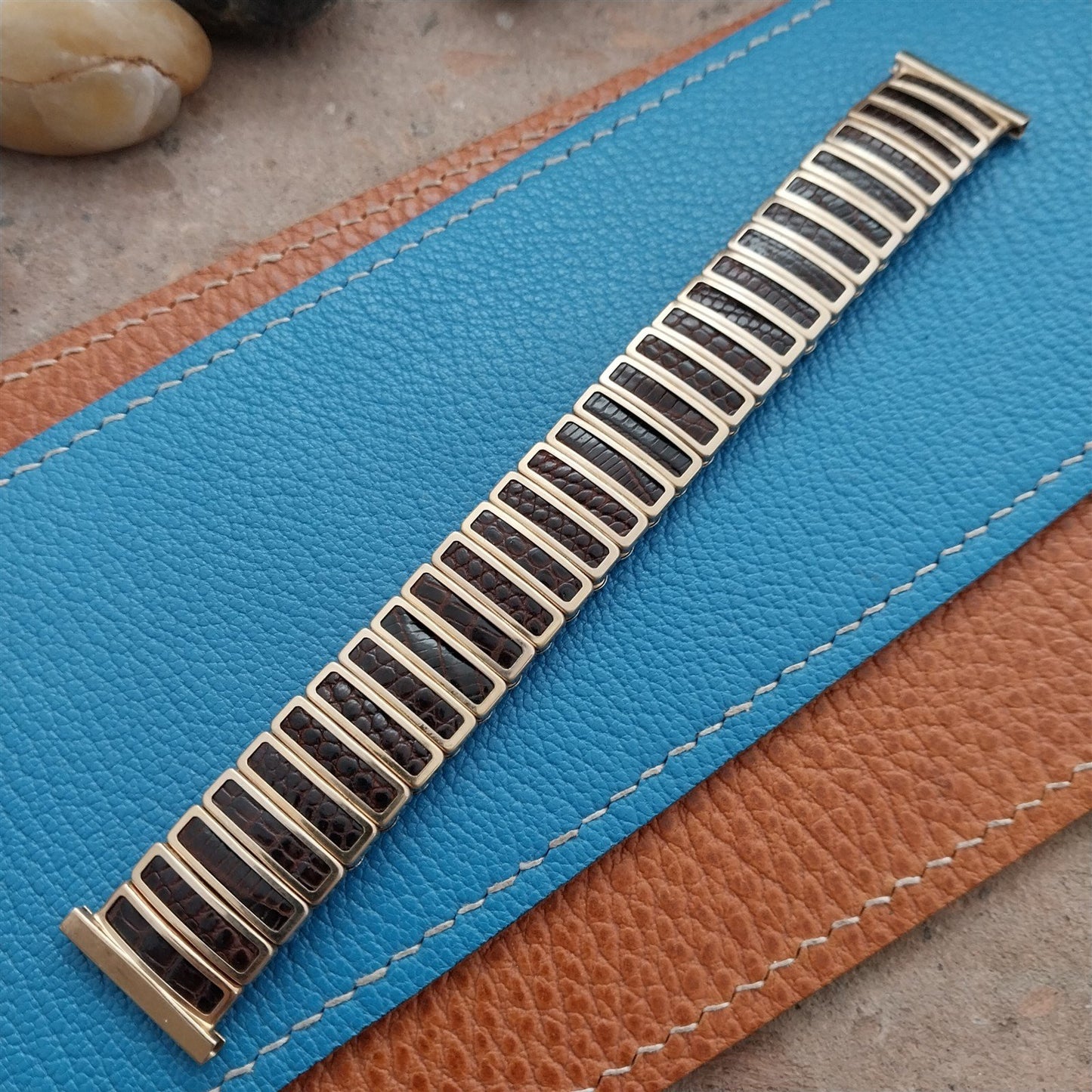 JB Champion Chesterfield Gold-Filled& Lizard Unused 1950s nos Vintage Watch Band