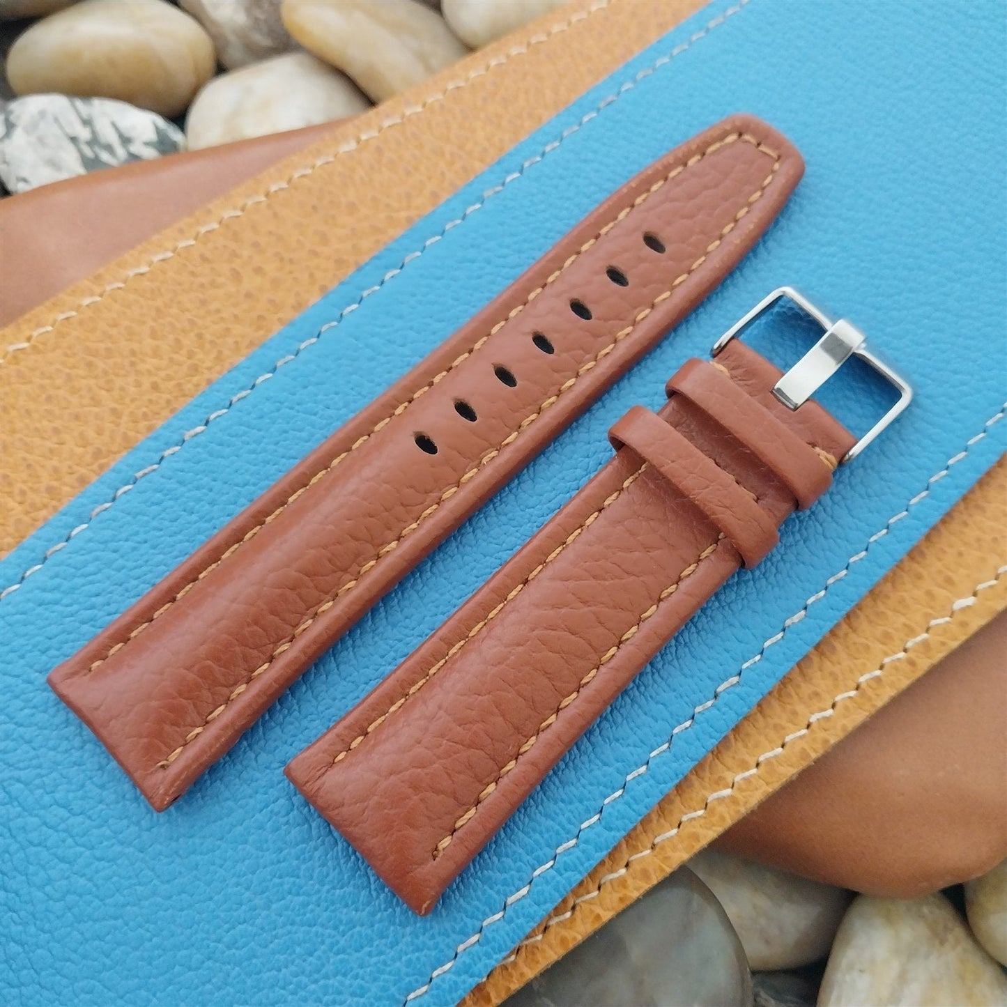 22mm Hadley Roma Brown Leather Tapered 22/20 Unused Watch Band