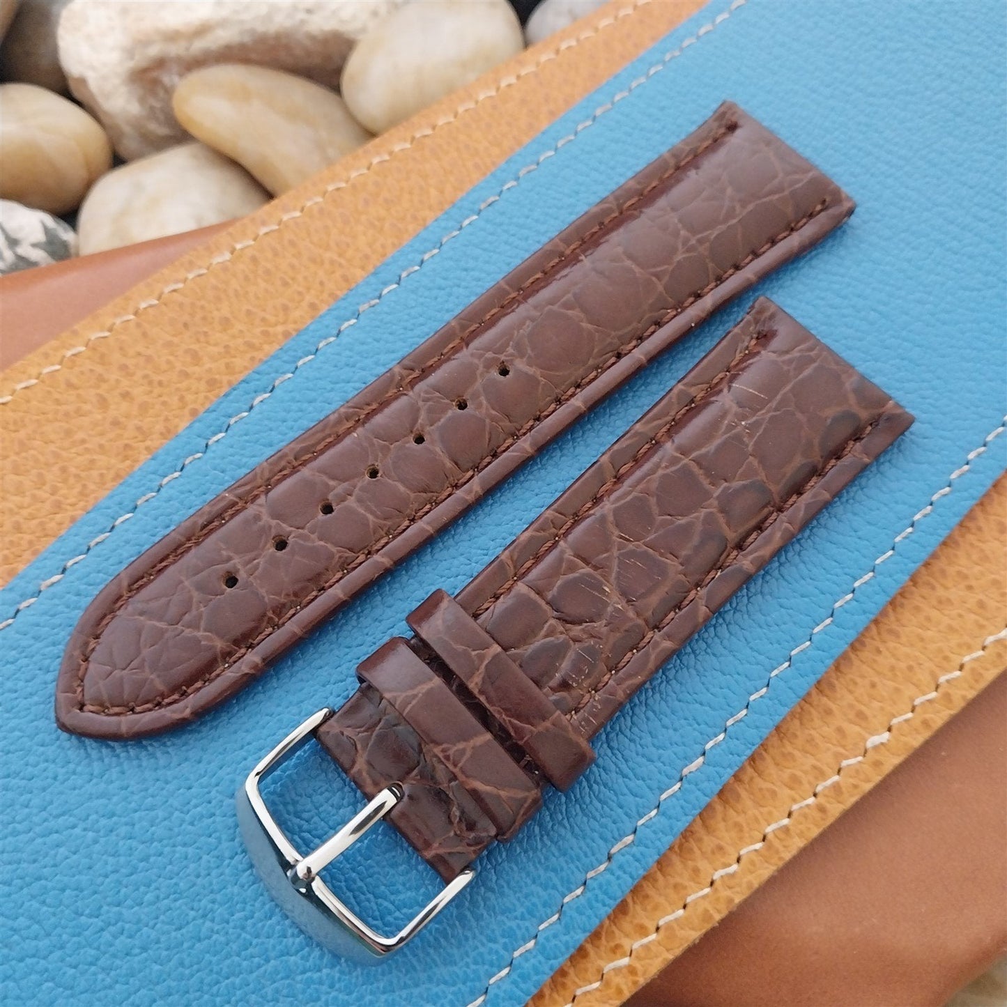 24mm Hadley Roma Brown Alligator Grain Leather Tapered 24/22 Unused Watch Band