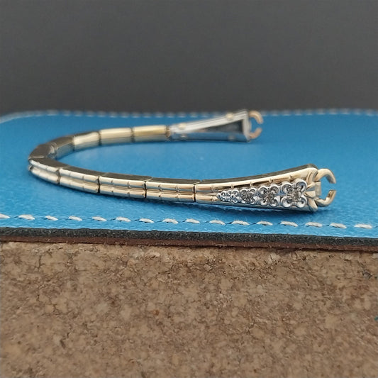 Ladies White & Yellow Gold-Fill Diamond Adorna 1950s Unused Vintage Watch Band