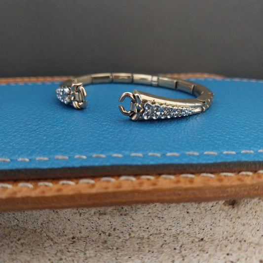 Ladies White & Yellow Gold-Fill Diamond Adorna 1950s Unused Vintage Watch Band