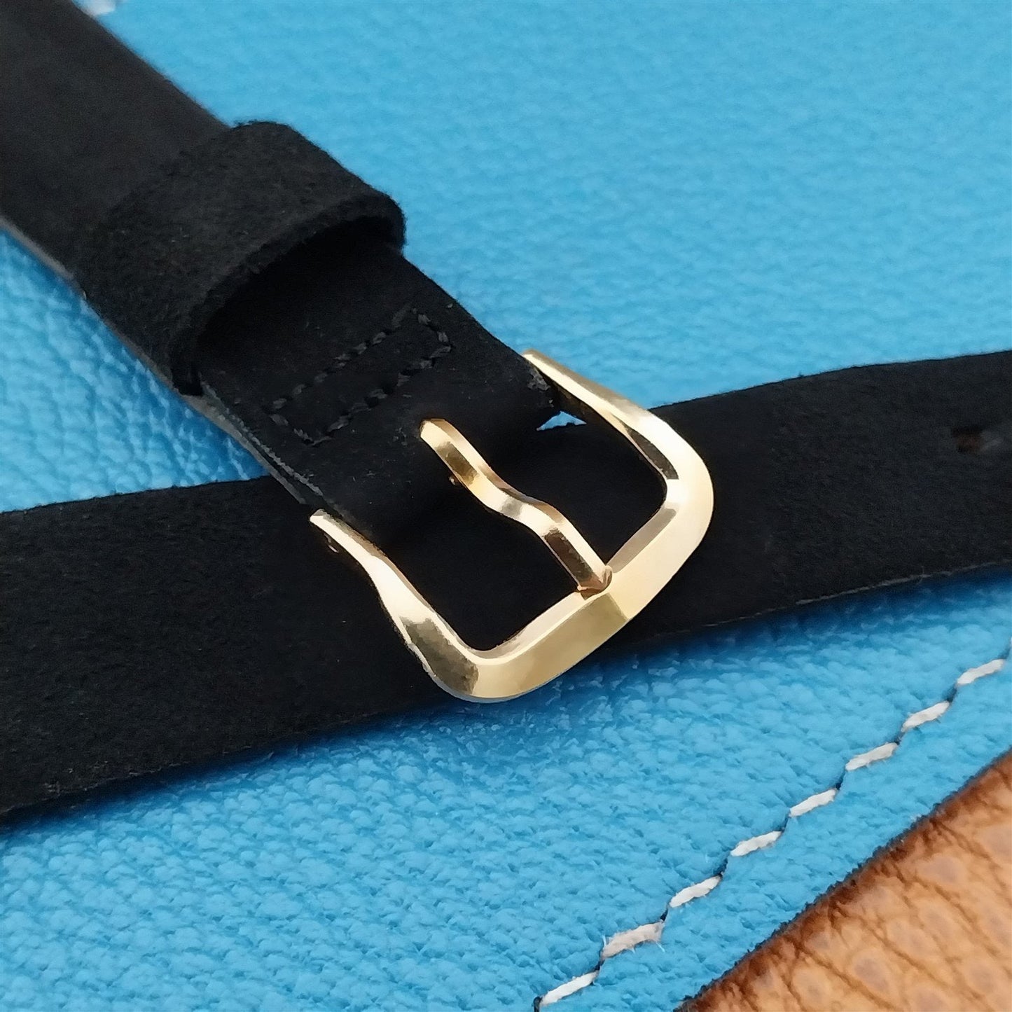 19mm 18mm Kreisler Suede Strap & Gold-Fill Ends 1960s Unused Vintage Watch Band