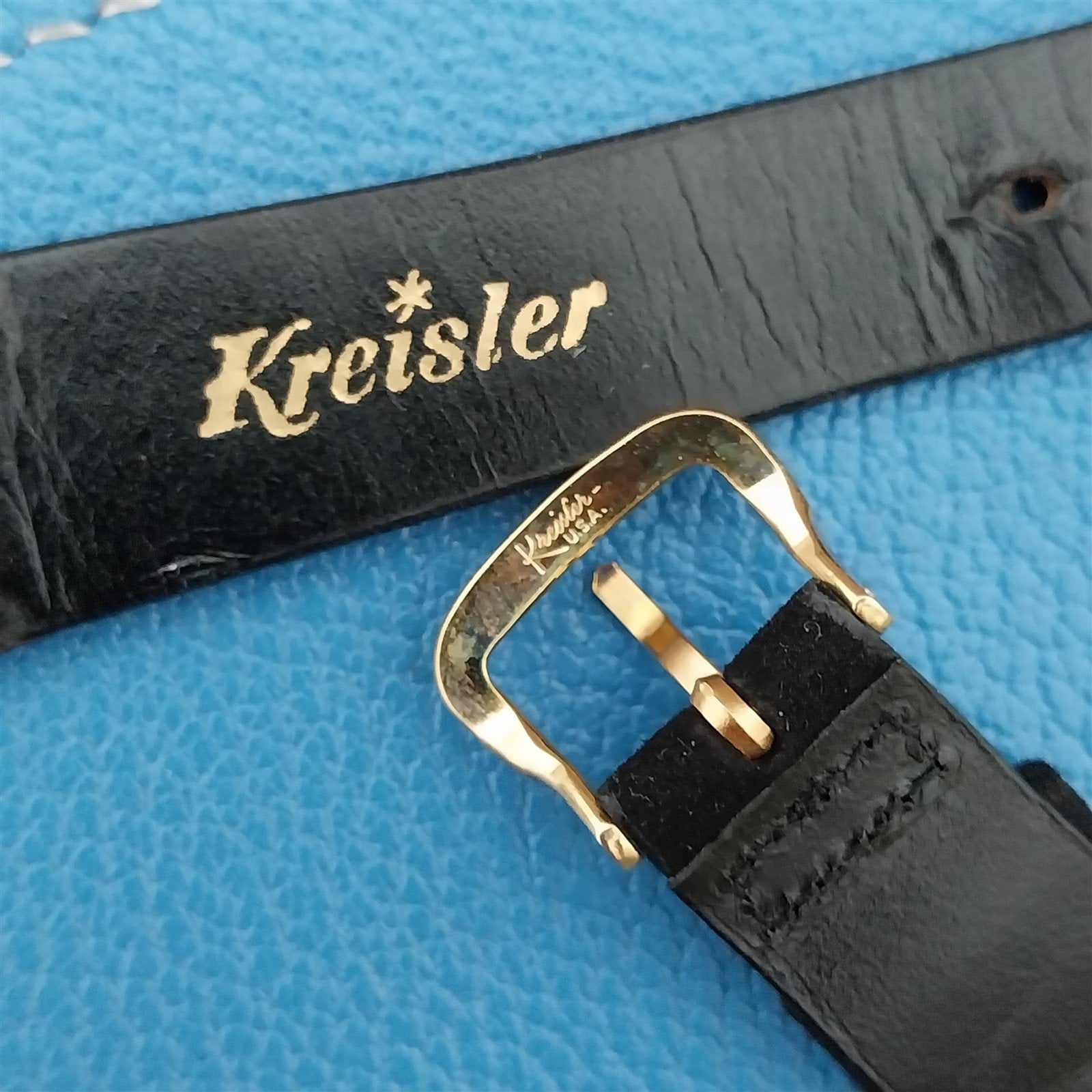 19mm 18mm Kreisler Suede Strap & Gold-Fill Ends 1960s Unused Vintage Watch Band
