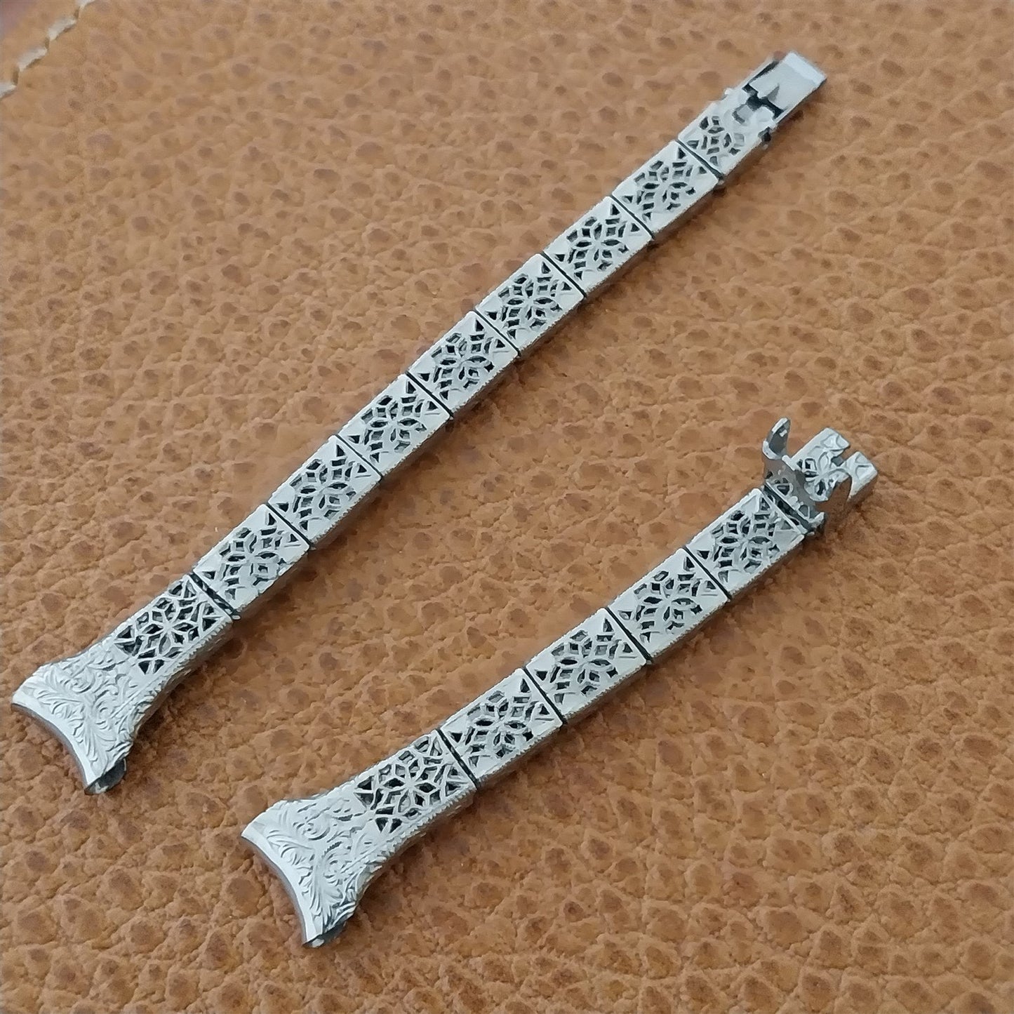 1910s-1920s 9mm 12k White Gold-Filled Ladies Filigree Unused Antique Watch Band