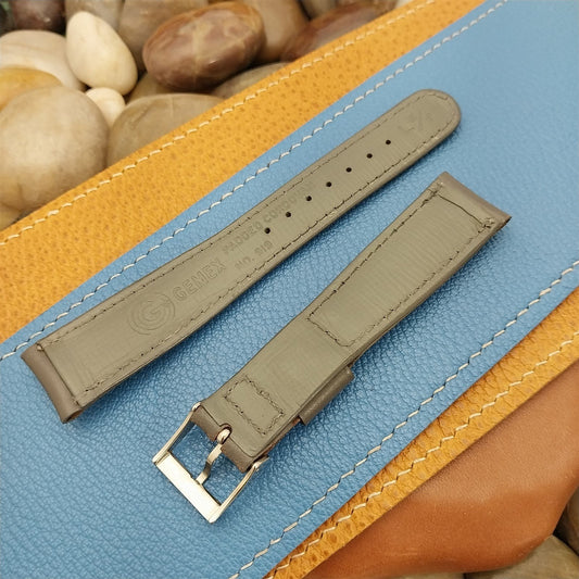Long 19mm Gemex Gray Padded Shell Cordovan Unused nos 1950s Vintage Watch Band