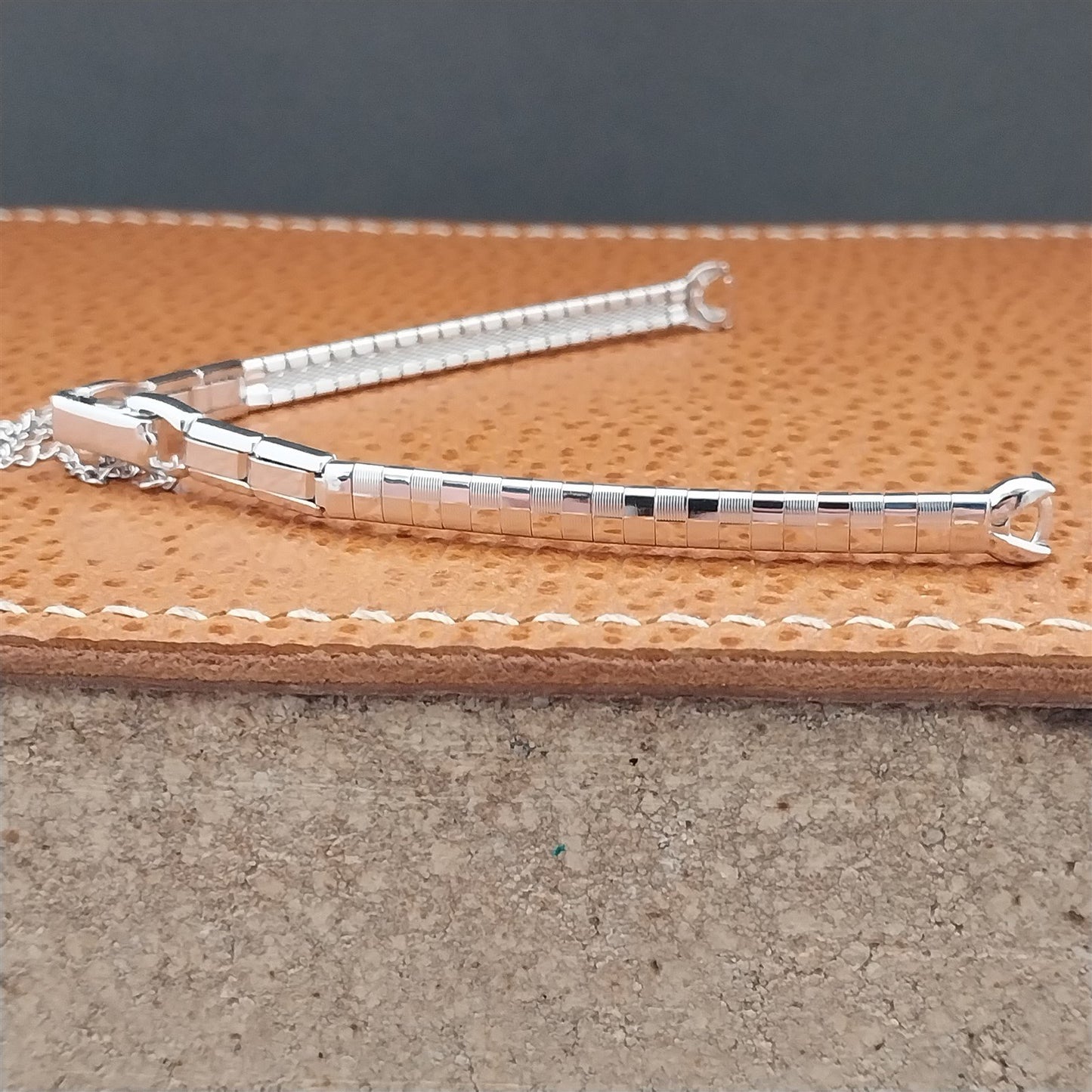 1960s Ladies White 10k Gold-Filled Speidel Harlequin Unused Vintage Watch Band