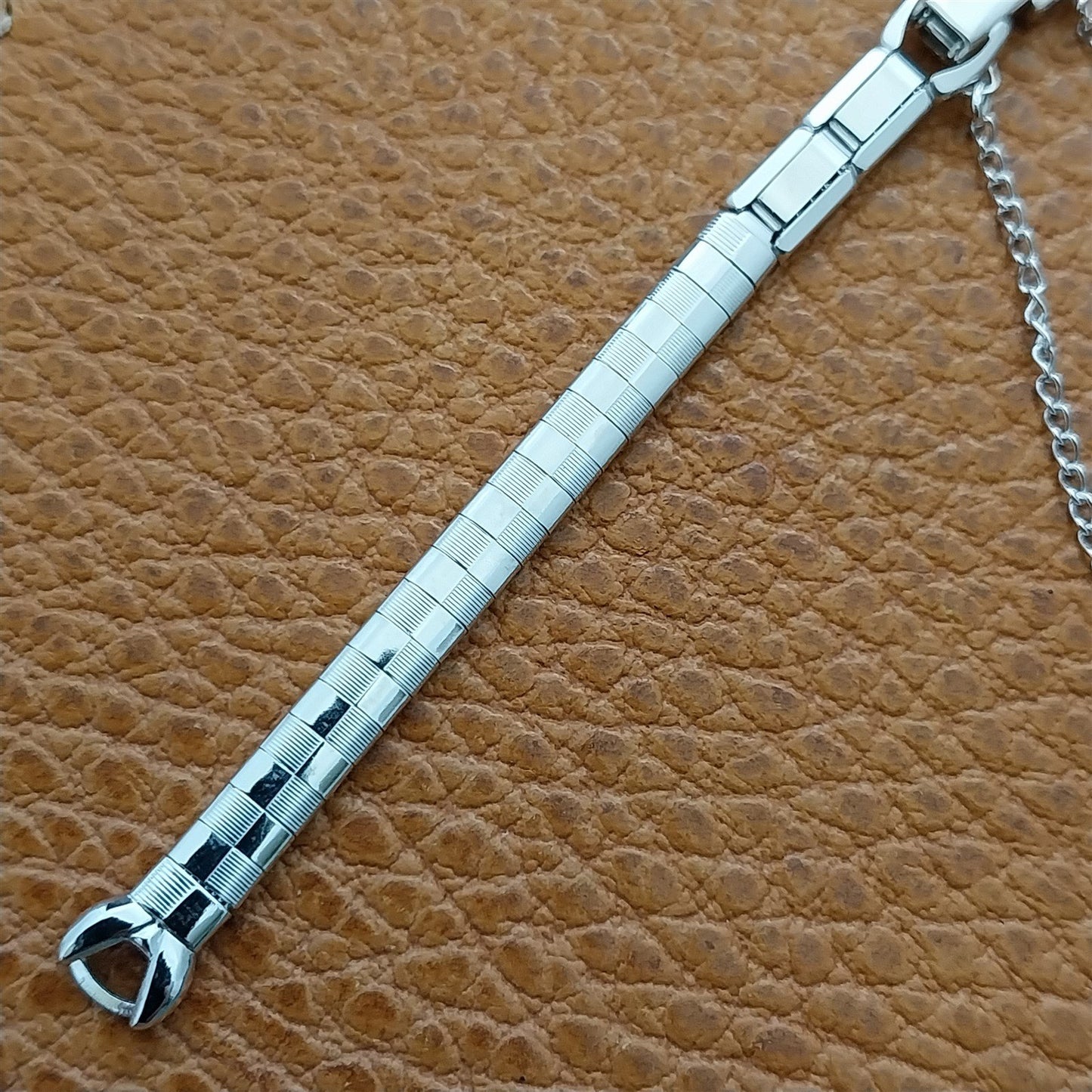1960s Ladies White 10k Gold-Filled Speidel Harlequin Unused Vintage Watch Band