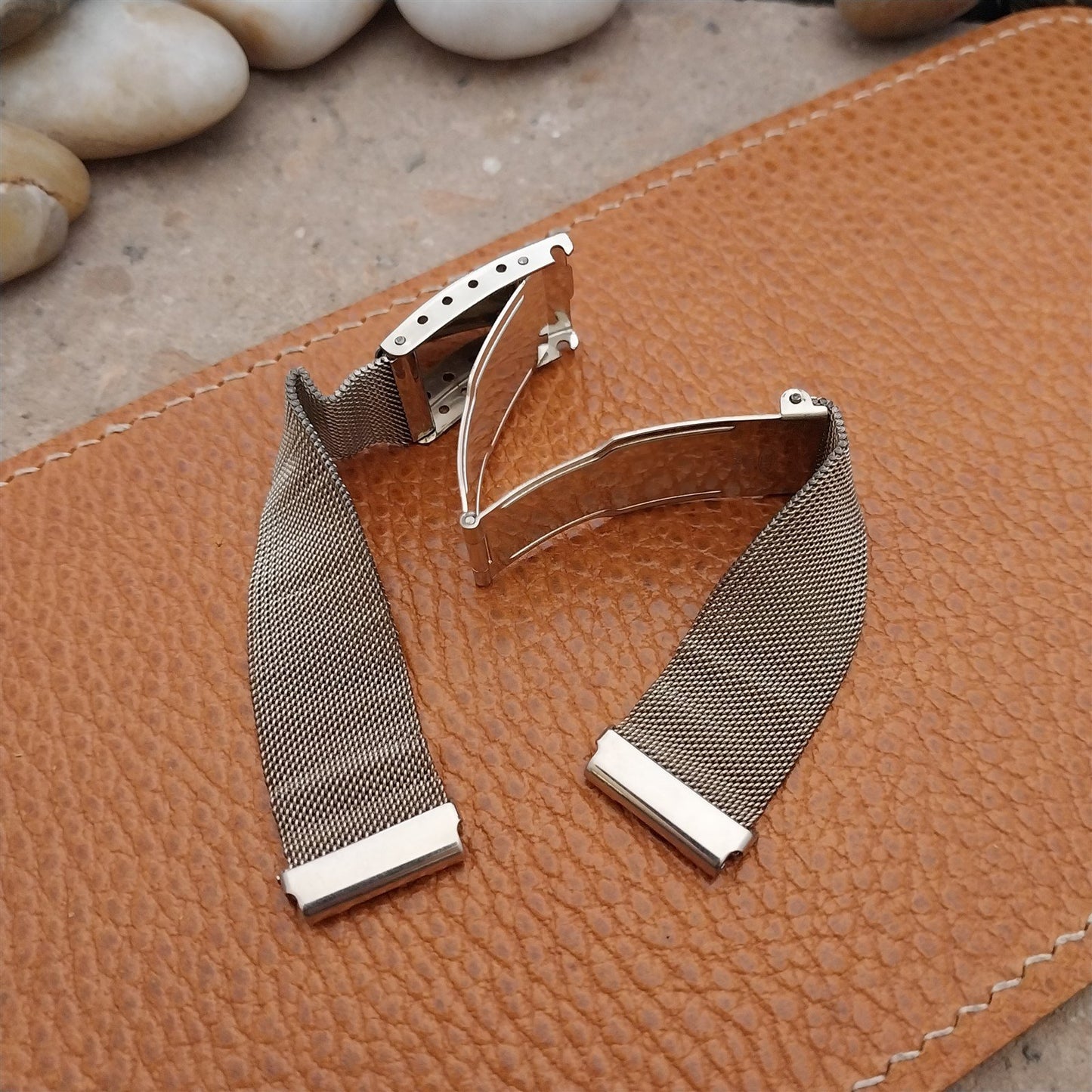 1920s-1930s 14k White Gold-Filled Art Deco Mesh Hadley Unused Vintage Watch Band