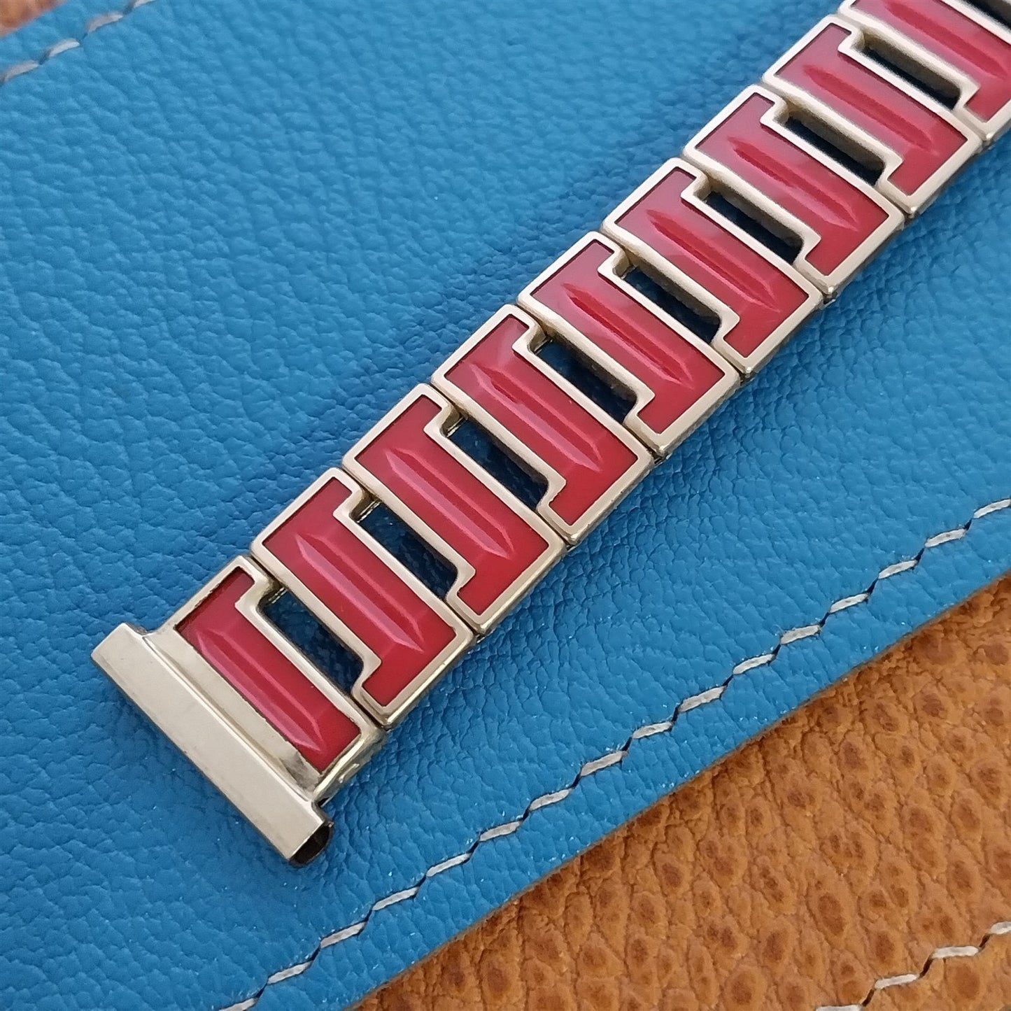 10k Gold-Filled & Red MCM Admiral Statesman Unused 1950s Vintage Watch Band