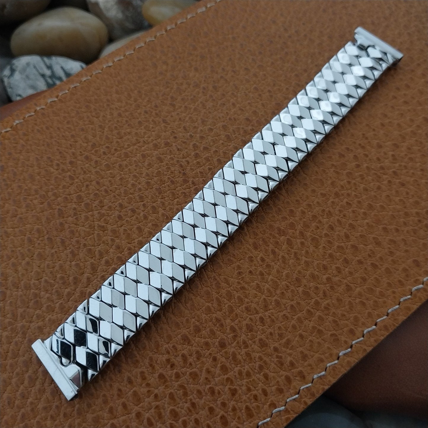 12k White Gold-Filled 5/8" AS Short Expansion 1940s Unused Vintage Watch Band