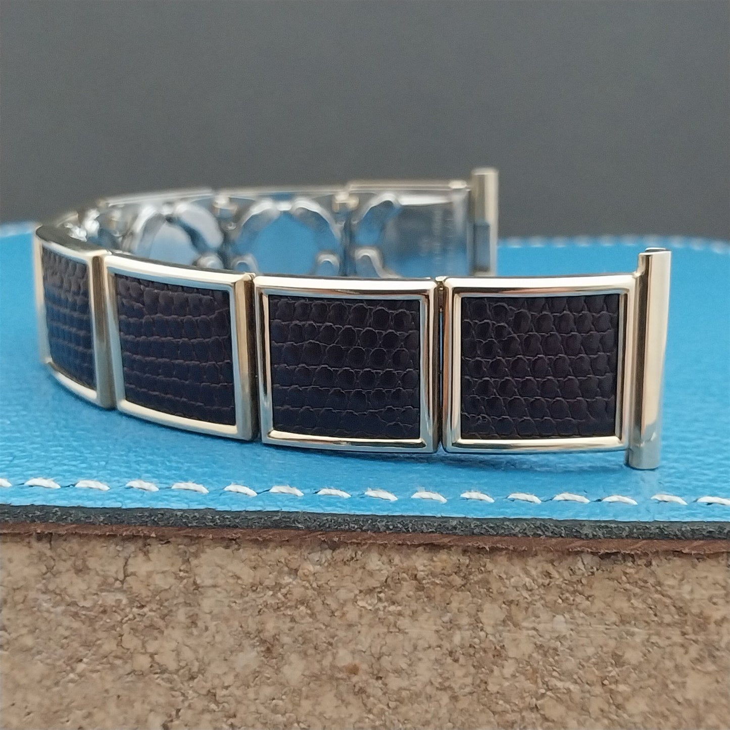 10k Gold Filled & Lizard Speidel Floating Link Unused 1955 Vintage Watch Band