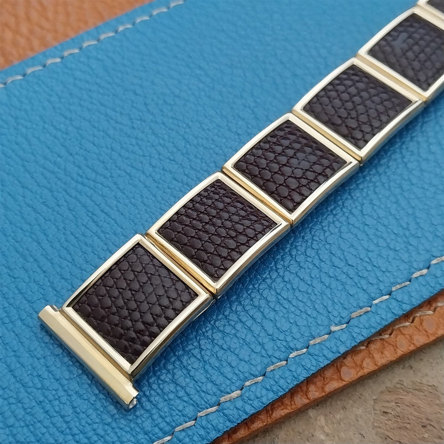 10k Gold Filled & Lizard Speidel Floating Link Unused 1955 Vintage Watch Band