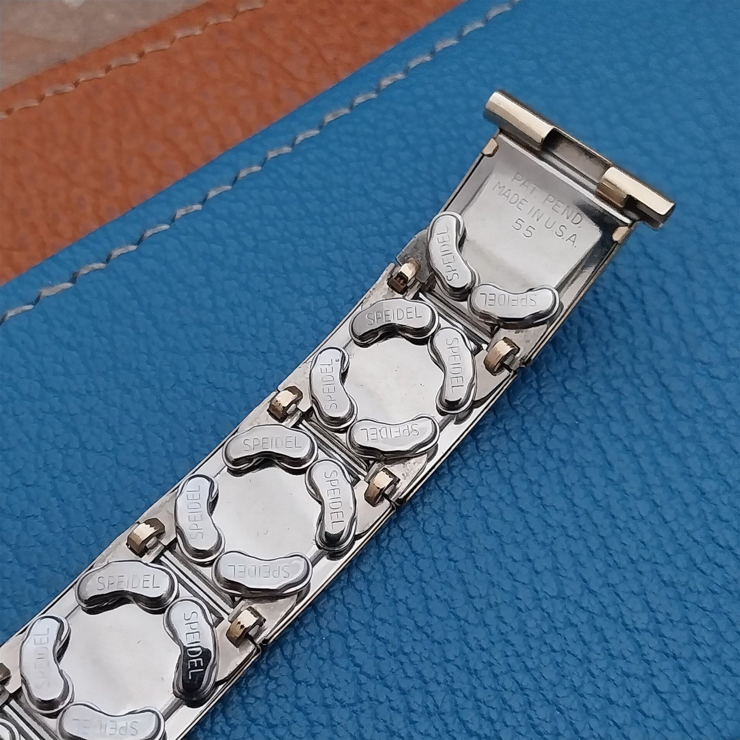 10k Gold Filled & Lizard Speidel Floating Link Unused 1955 Vintage Watch Band