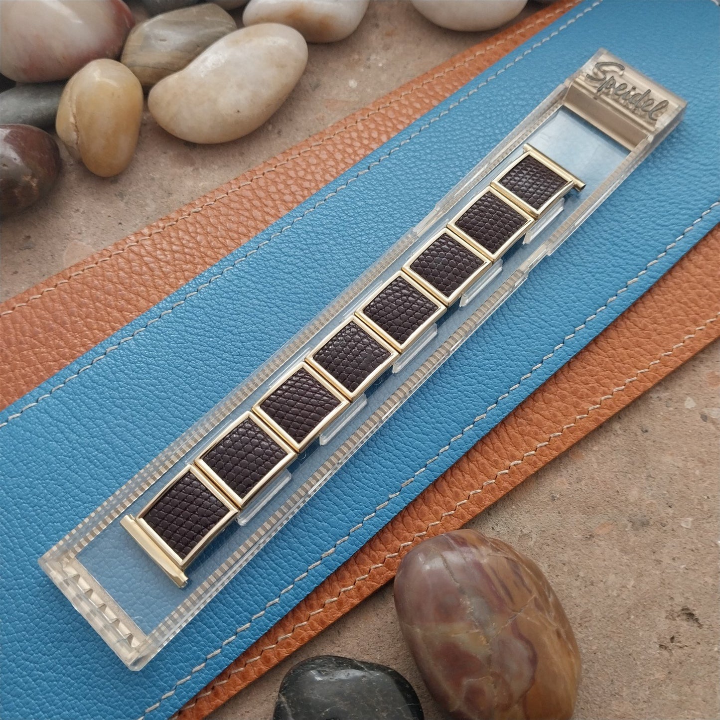 10k Gold Filled & Lizard Speidel Floating Link Unused 1955 Vintage Watch Band