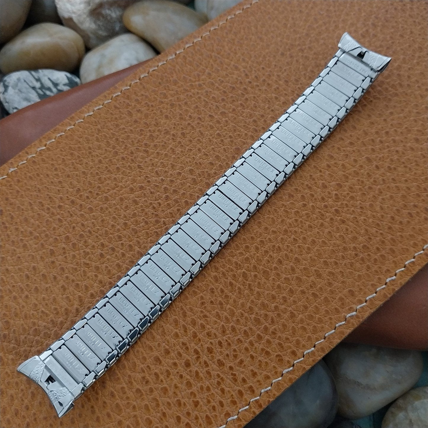 1960s 17mm Stainless Steel Slim Expansion UniFlex USA Unused Vintage Watch Band