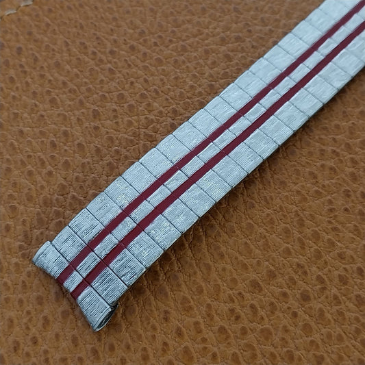 17.2mm Uniflex Stainless Steel & Red Stripe Unused 1960s Vintage Watch Band