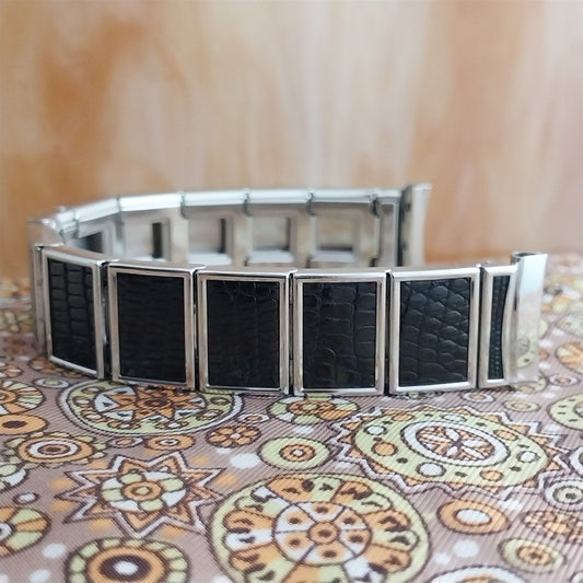 17mm Alligator & Stainless Steel Expansion Gemex Unused 1950s Vintage Watch Band