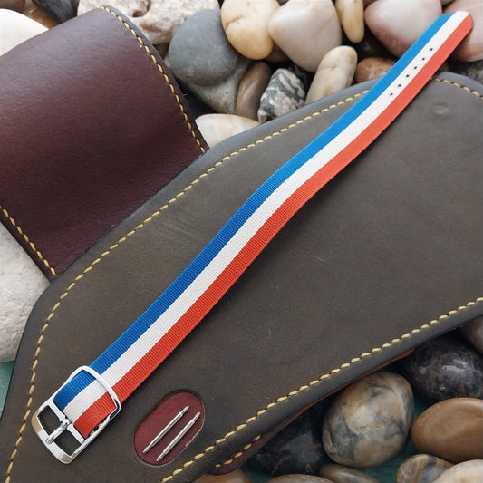 16mm 5/8" Perlon Reversible Regimental Military 1960s NOS Vintage Watch Band