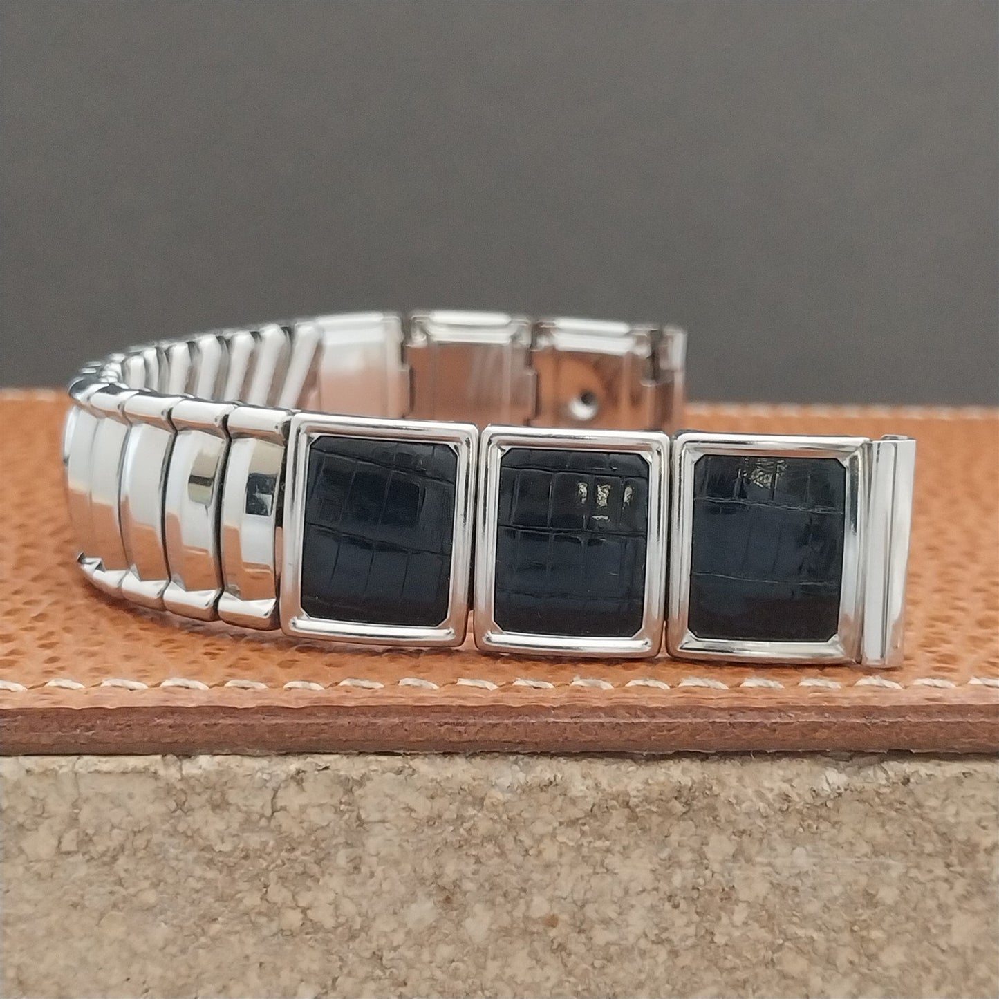 5/8" JB Champion Stainless Steel & Lizard Unused nos 1950s Vintage Watch Band