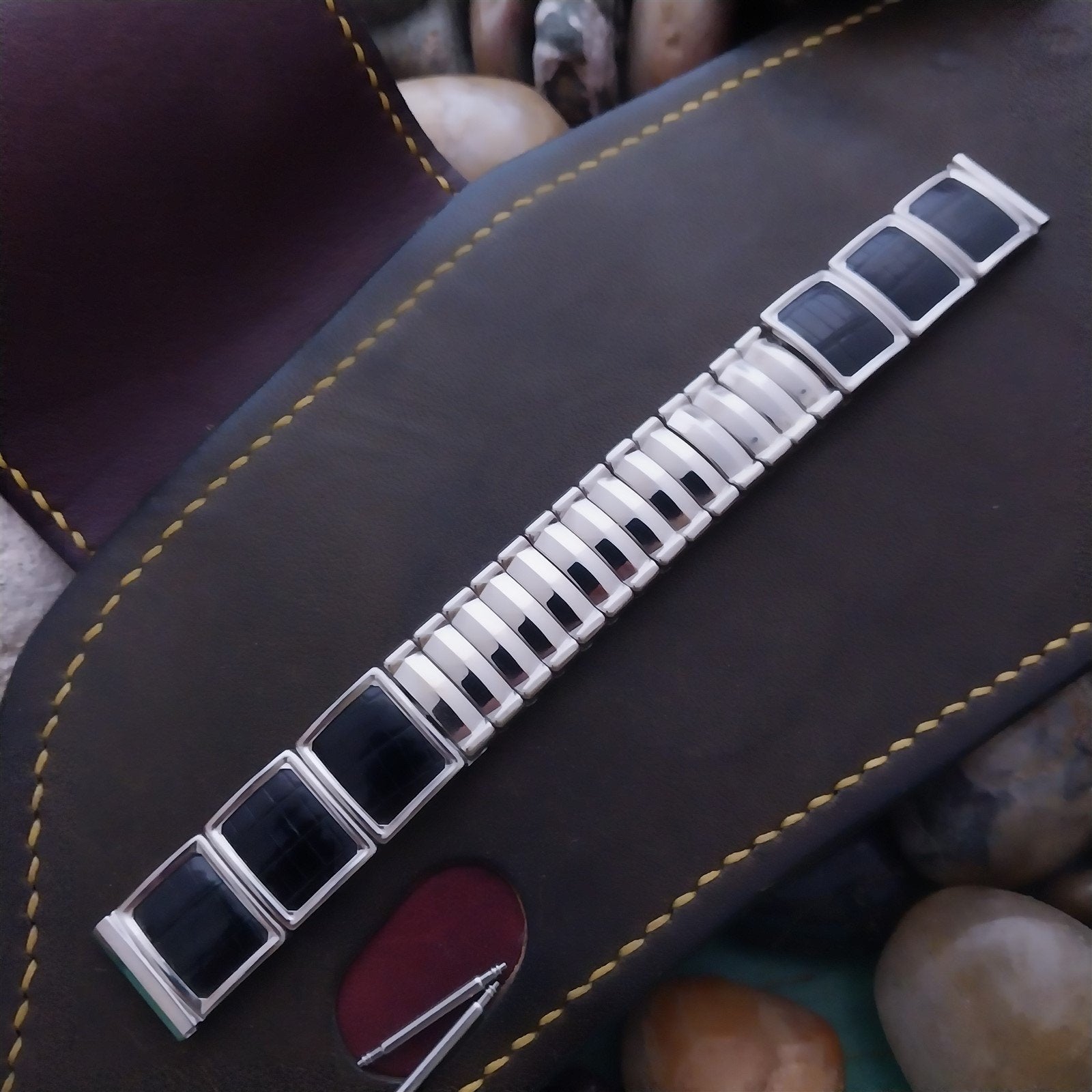 5/8" JB Champion Stainless Steel & Lizard Unused nos 1950s Vintage Watch Band