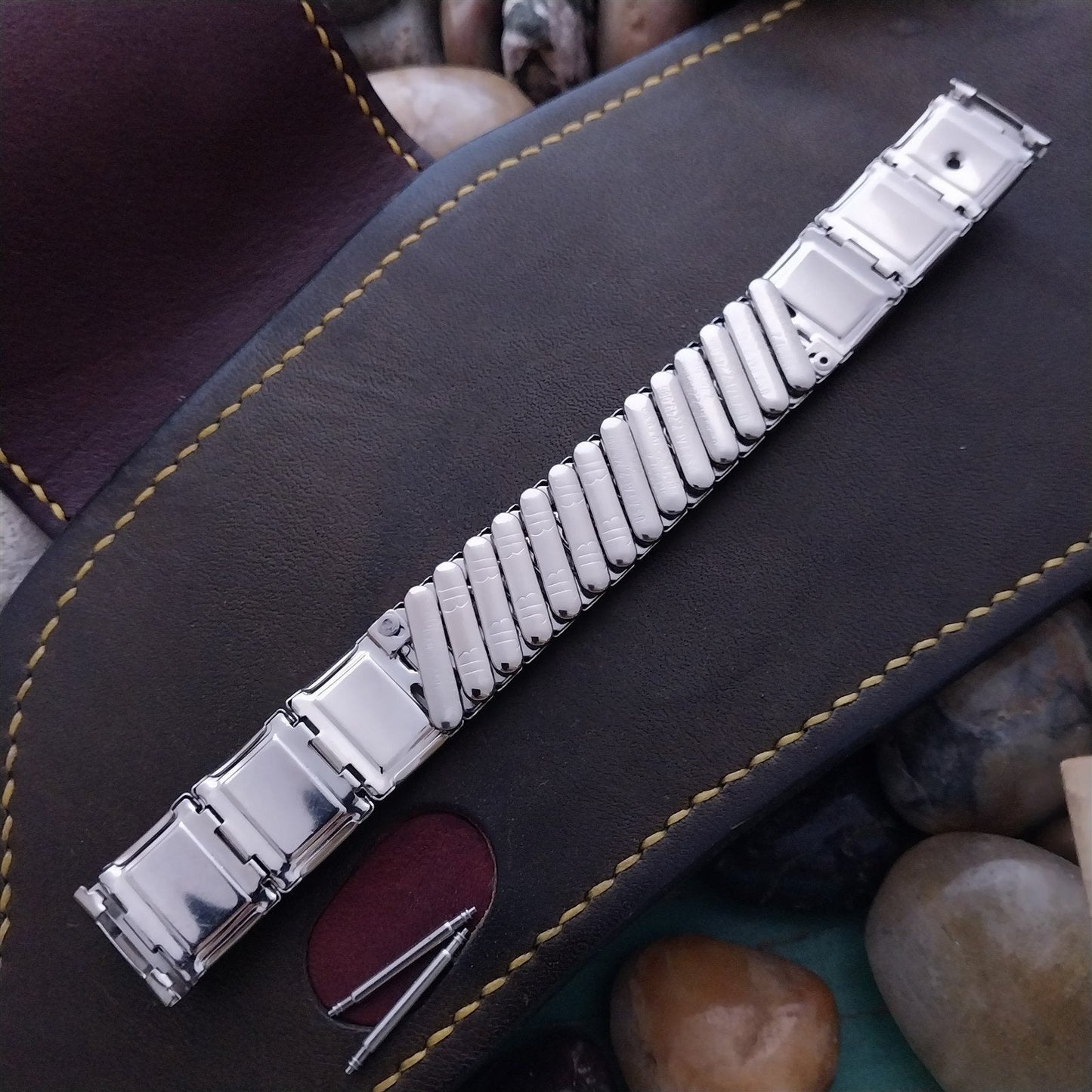 5/8" JB Champion Stainless Steel & Lizard Unused nos 1950s Vintage Watch Band