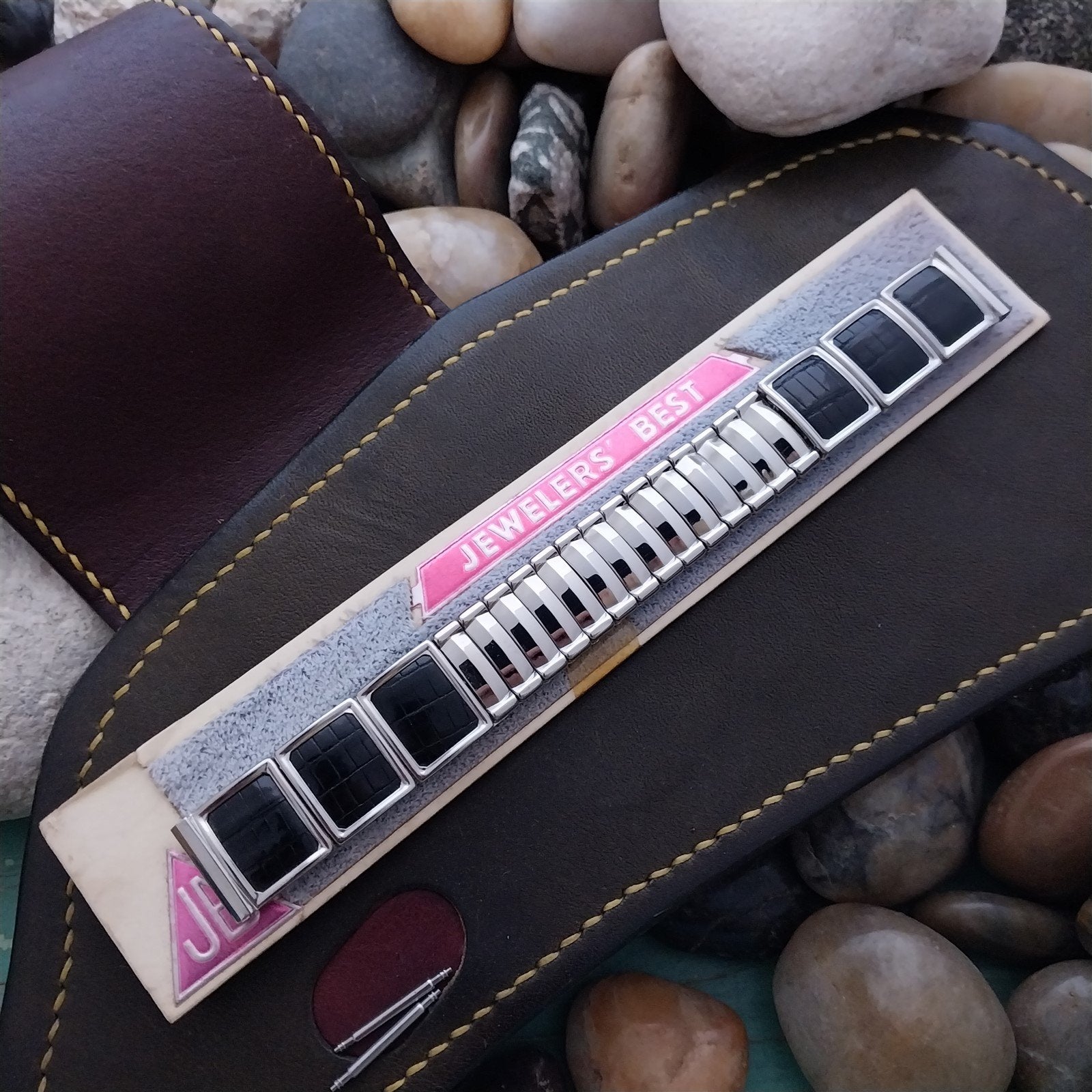 5/8" JB Champion Stainless Steel & Lizard Unused nos 1950s Vintage Watch Band