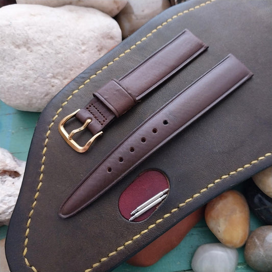 5/8" Kreisler Trapeze Tapered Brown Saddle Leather Unused Vintage Watch Band