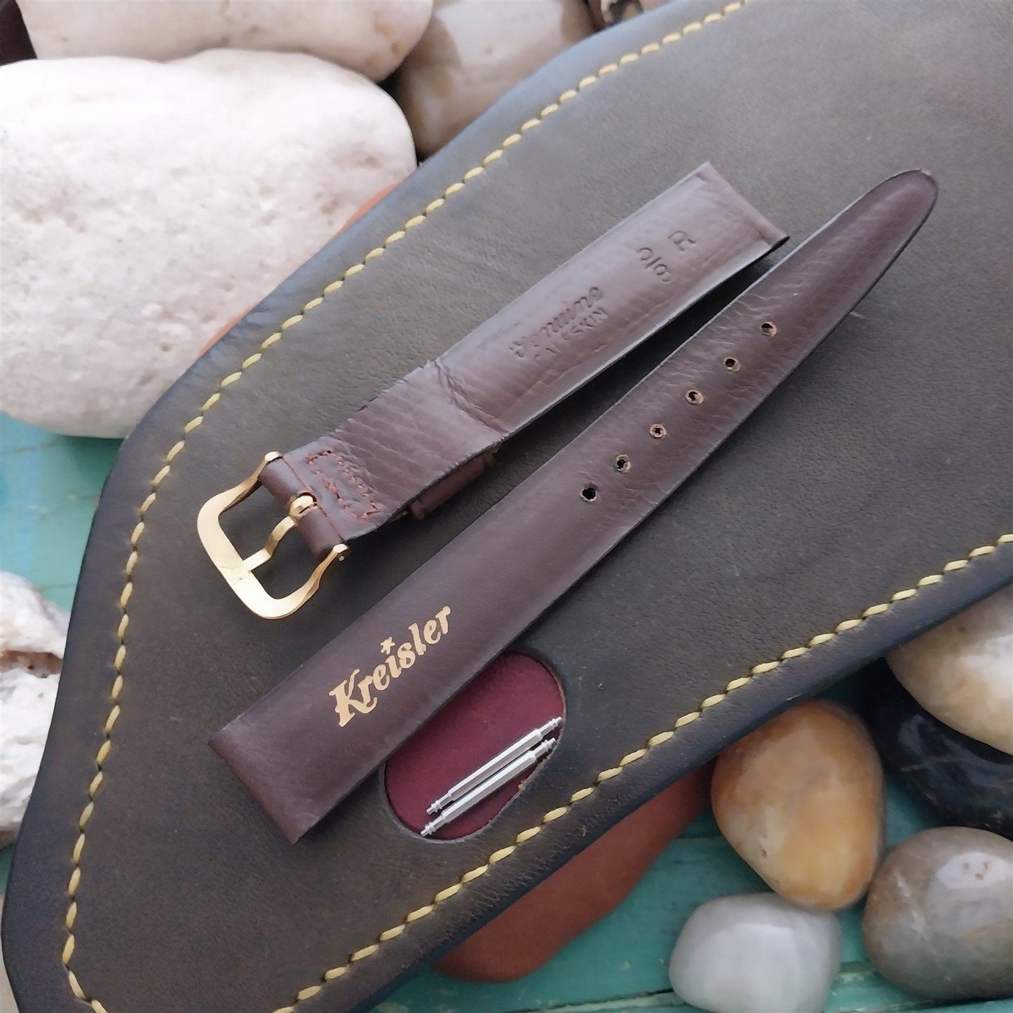 5/8" Kreisler Trapeze Tapered Brown Saddle Leather Unused Vintage Watch Band