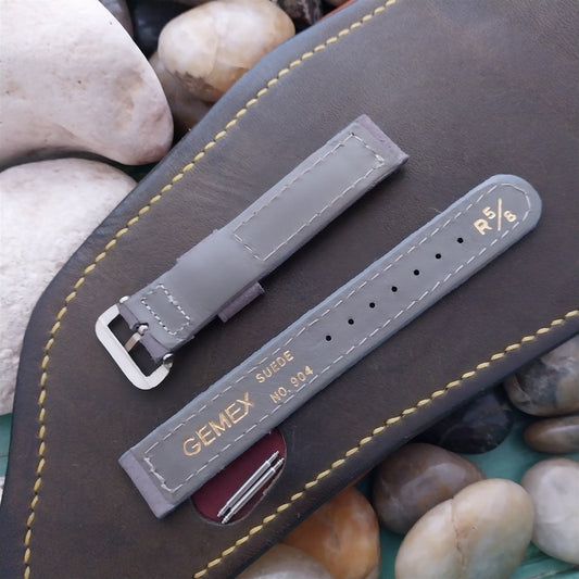 5/8" Gemex Gray Suede Leather nos Unused 1950s Vintage Watch Band