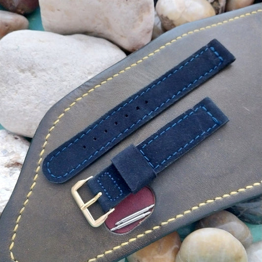 5/8" Gemex Blue Suede Leather nos Unused 1950s Vintage Watch Band