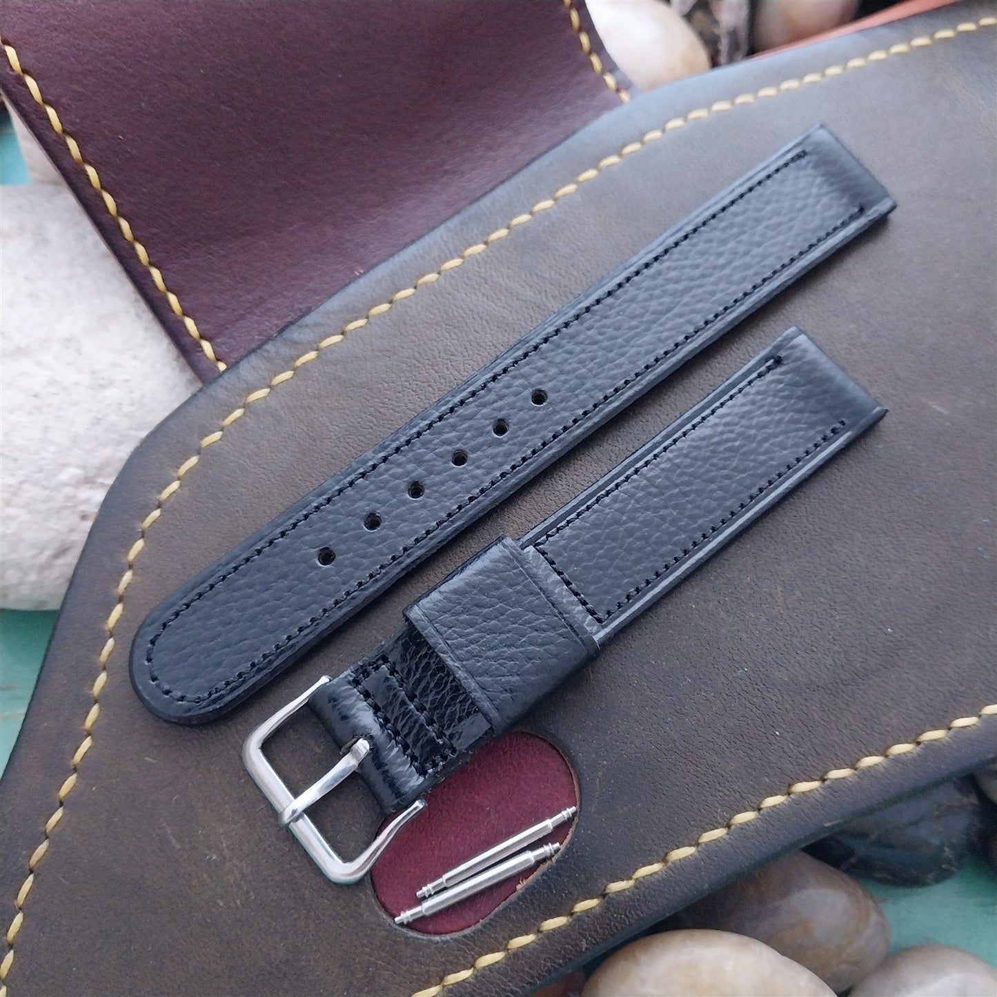 A-11 Elgin Buckle & Champion Black Buffalo Calf Unused Vintage Watch Band