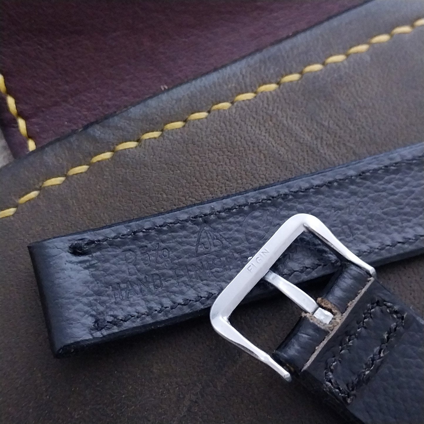 A-11 Elgin Buckle & Champion Black Buffalo Calf Unused Vintage Watch Band