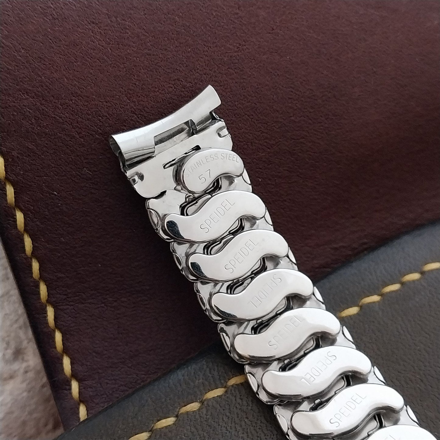 1957 Stainless Steel 5/8 Speidel Cobblestone Unused mcm 1950s Vintage Watch Band