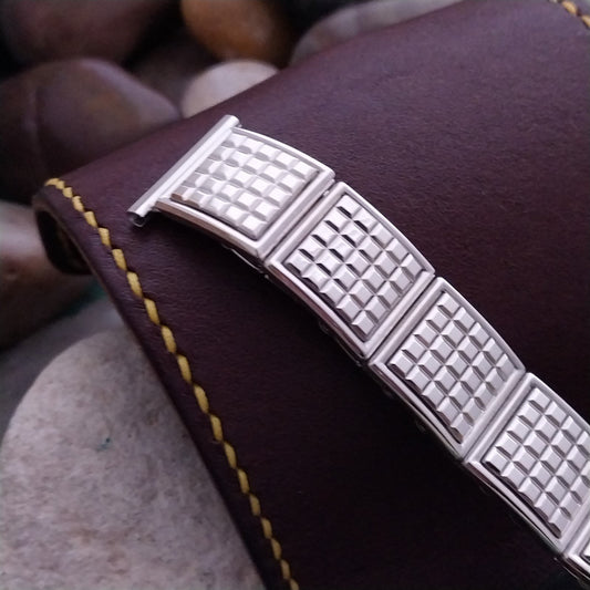 1950s Speidel 10k White Gold-Filled Checkerboard Unused Vintage Watch Band