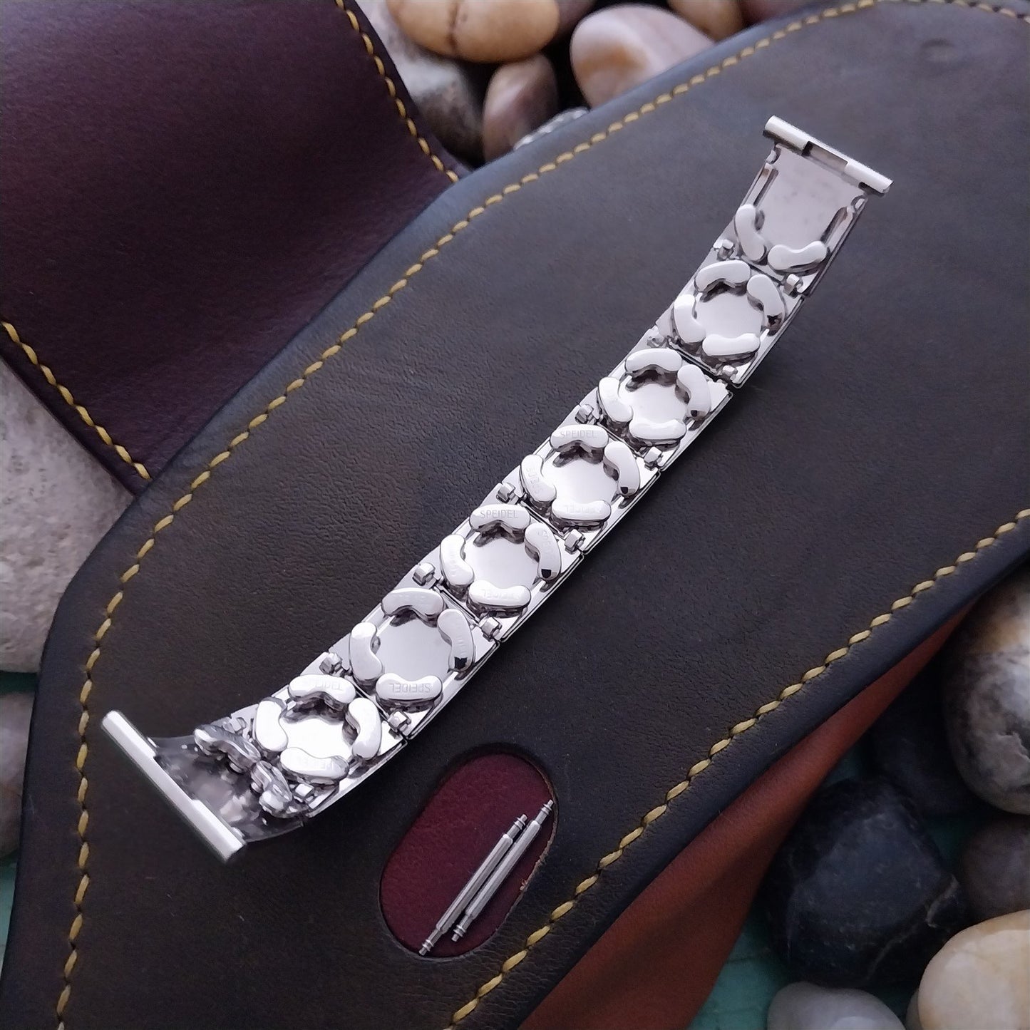 1950s Speidel 10k White Gold-Filled Checkerboard Unused Vintage Watch Band