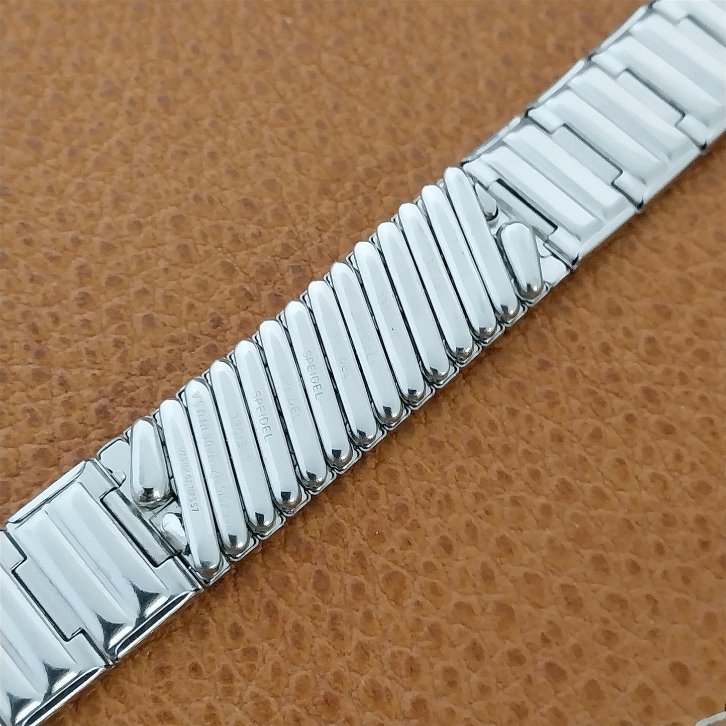 10k White Gold-Filled & Black Glass Speidel Unused 1957 MCM Vintage Watch Band