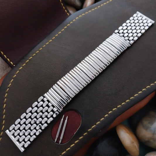19mm Stainless Steel Wide Rice Beads Gemex MCM Unused nos Vintage Watch Band