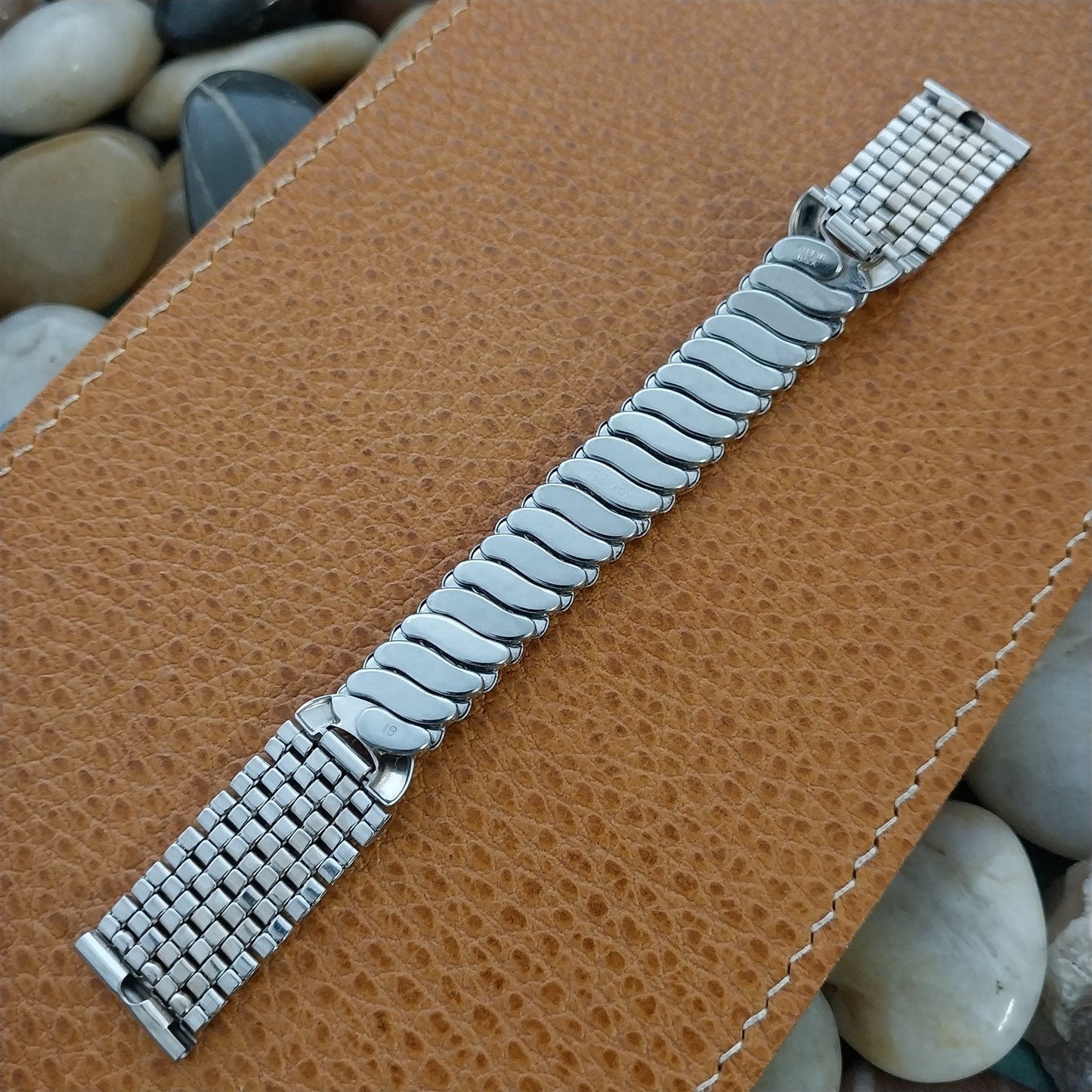 5/8" 12k White Gold-Filled Gemex Rice Beads Unused mcm 1950s Vintage Watch Band