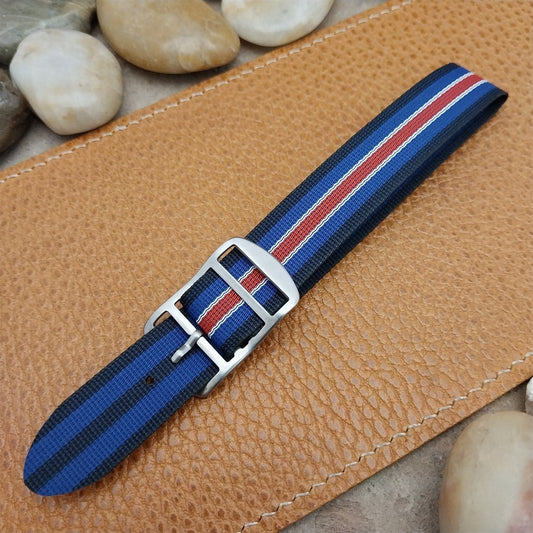 Vintage Perlon 18mm Reversible Black Red White Blue Single Pass NOS Watch Band