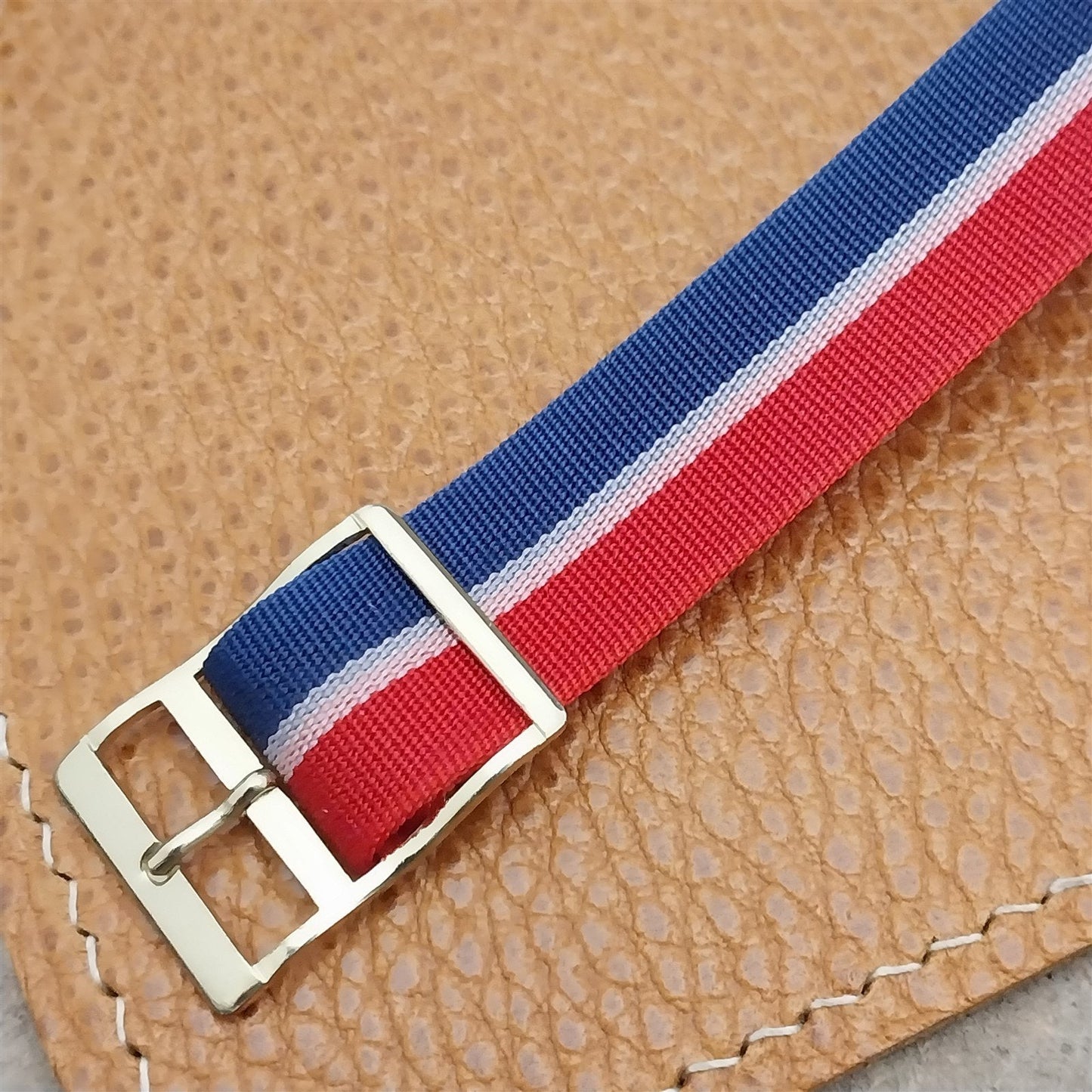 Perlon 16mm 1960s Reversible Red White & Blue Classic Unused Vintage Watch Band