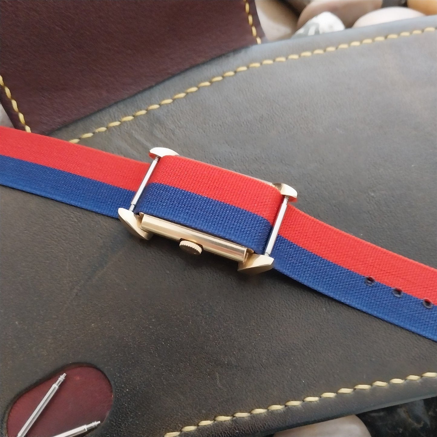 Perlon 16mm 1960s Reversible Red White & Blue Classic Unused Vintage Watch Band