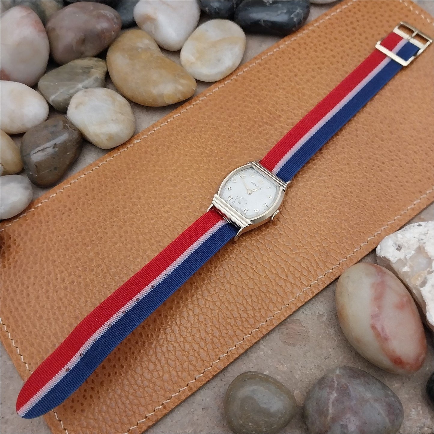 Perlon 16mm 1960s Reversible Red White & Blue Classic Unused Vintage Watch Band